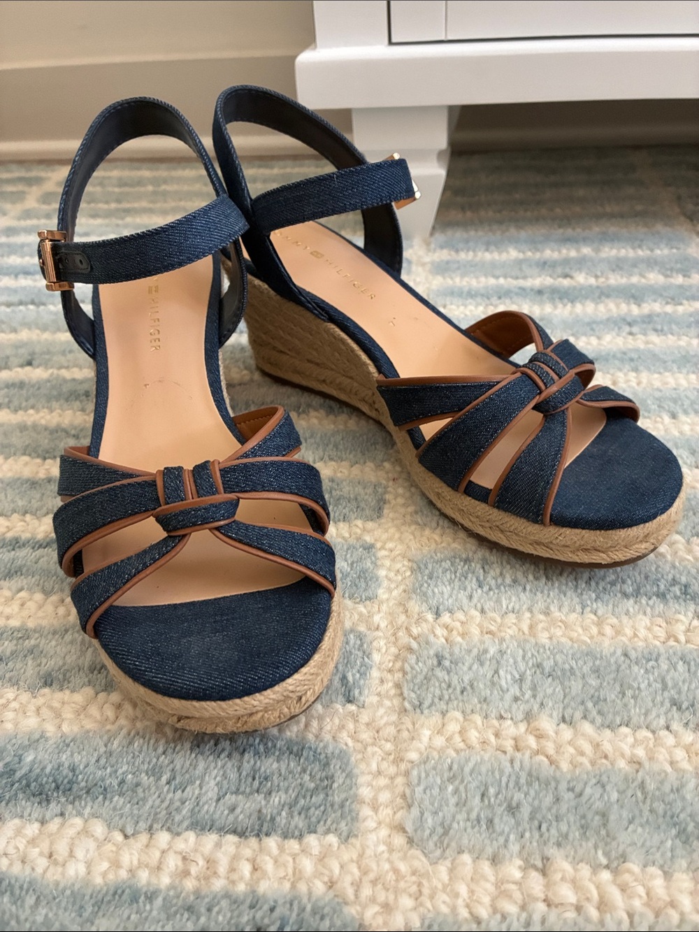 Tommy Hilfiger Denim Blue Espadrille Wedge Sandals